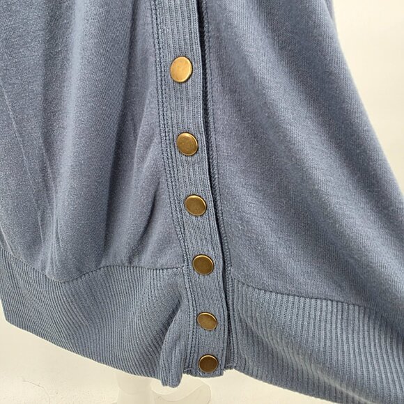 ZENANA Long Sleeve Snap Front Cardigan Sweater With Pockets Dusty Blue L NWT - Picture 5 of 11
